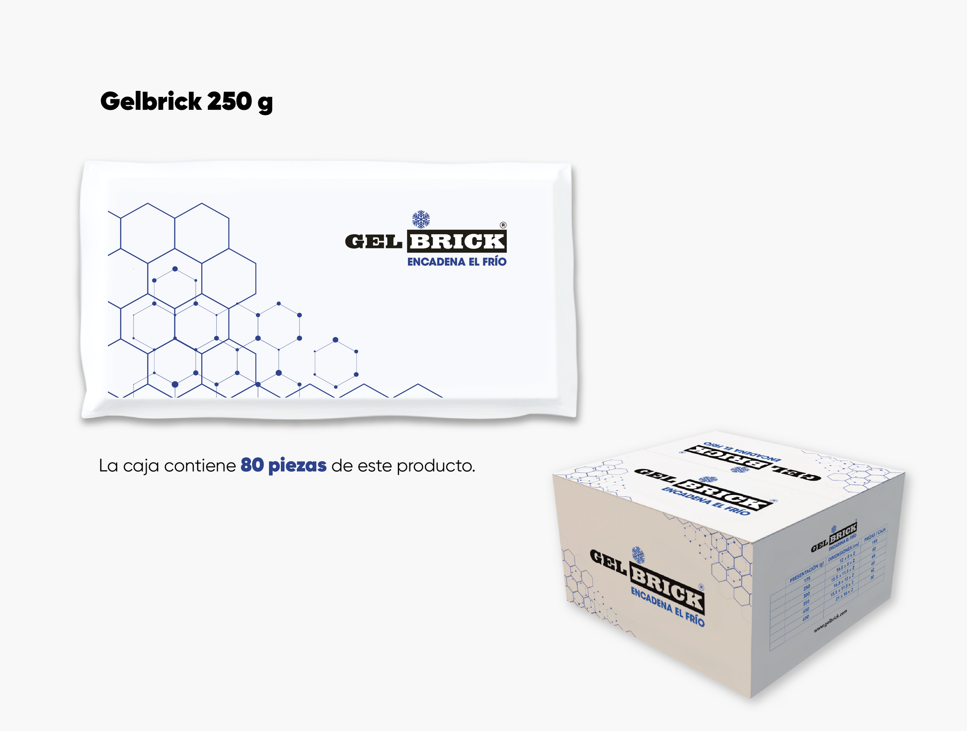 Placa gel refrigerante cadena de frio 250g Gelbrick
